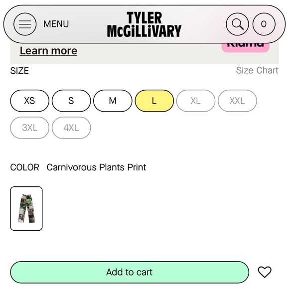 Tyler McGillivary Carnivorous Plant Print Pants Unisex Rare Sold Out - Picture 9 of 11